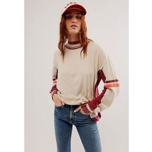 Free People We The Free Full Speed Tee High Neck Long Sleeve Size XS